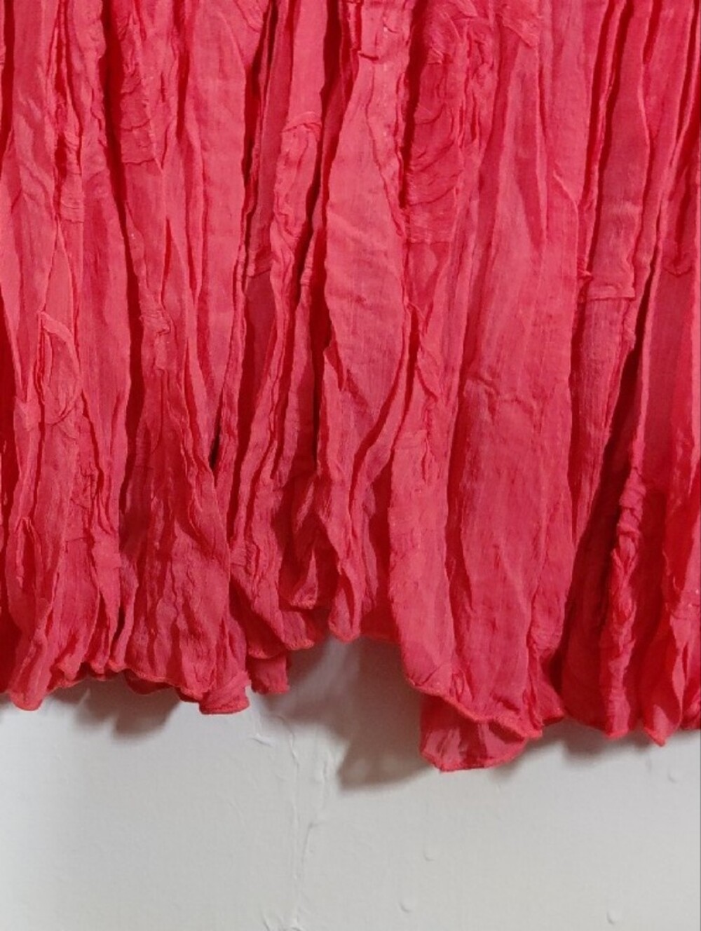 RAFAEL Vibrant Pink Coral Elastic Waist Crinkle Midi/Maxi Skirt Small - Picture 5 of 6